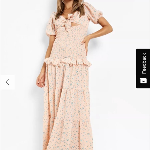 Floral Tie Detail Tiered Hem Maxi Dress - Picture 3 of 4